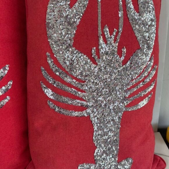 Unbranded Set of 2 Lobster Throw Pillows Red Size 18" x 12" - Picture 7 of 8